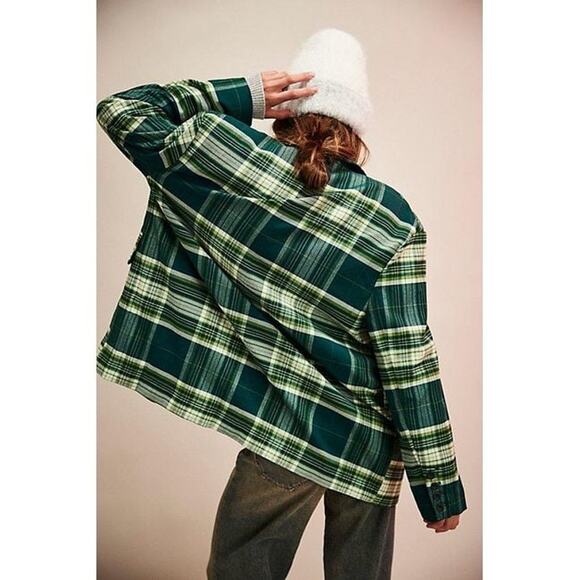 New FREE PEOPLE Reggie Blazer $178 X-LARGE Green OVERSIZED Relaxed LAYERING - Picture 4 of 6